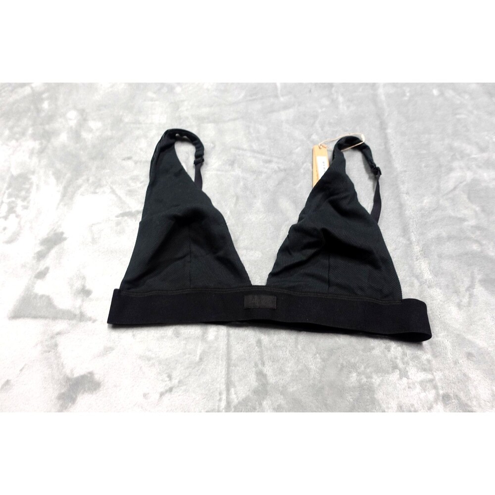 Skims Women's 2X Black Soot Cotton Rib‎ Plunge Bralette NWT